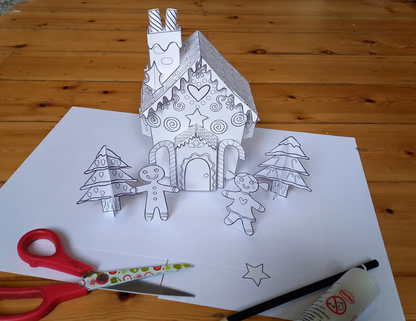 Printable Gingerbread House Craft – Holiday Coloring