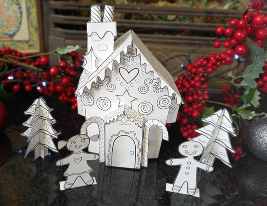 Printable Gingerbread House Craft – Holiday Coloring